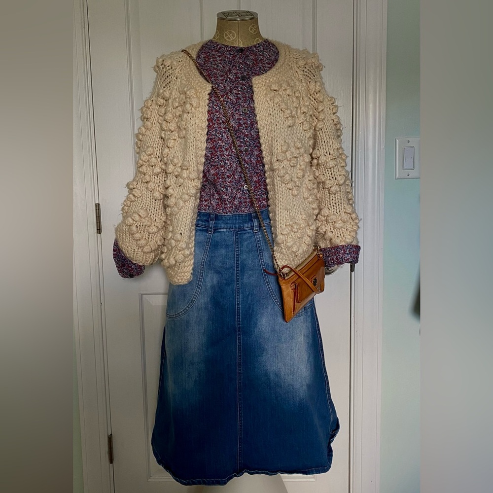 Anthropologie Denim Midi Skirt in Blue
